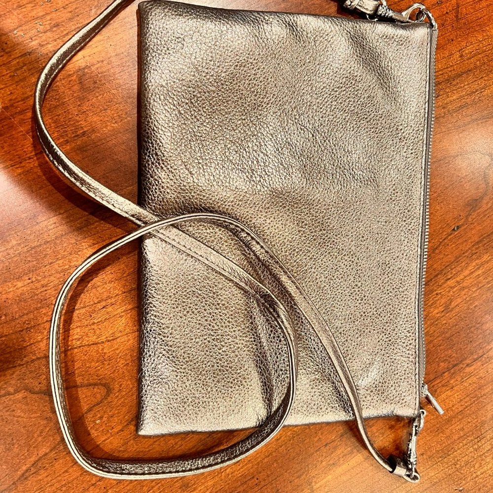Banana Republic Pewter Leather Clutch/Cross Body